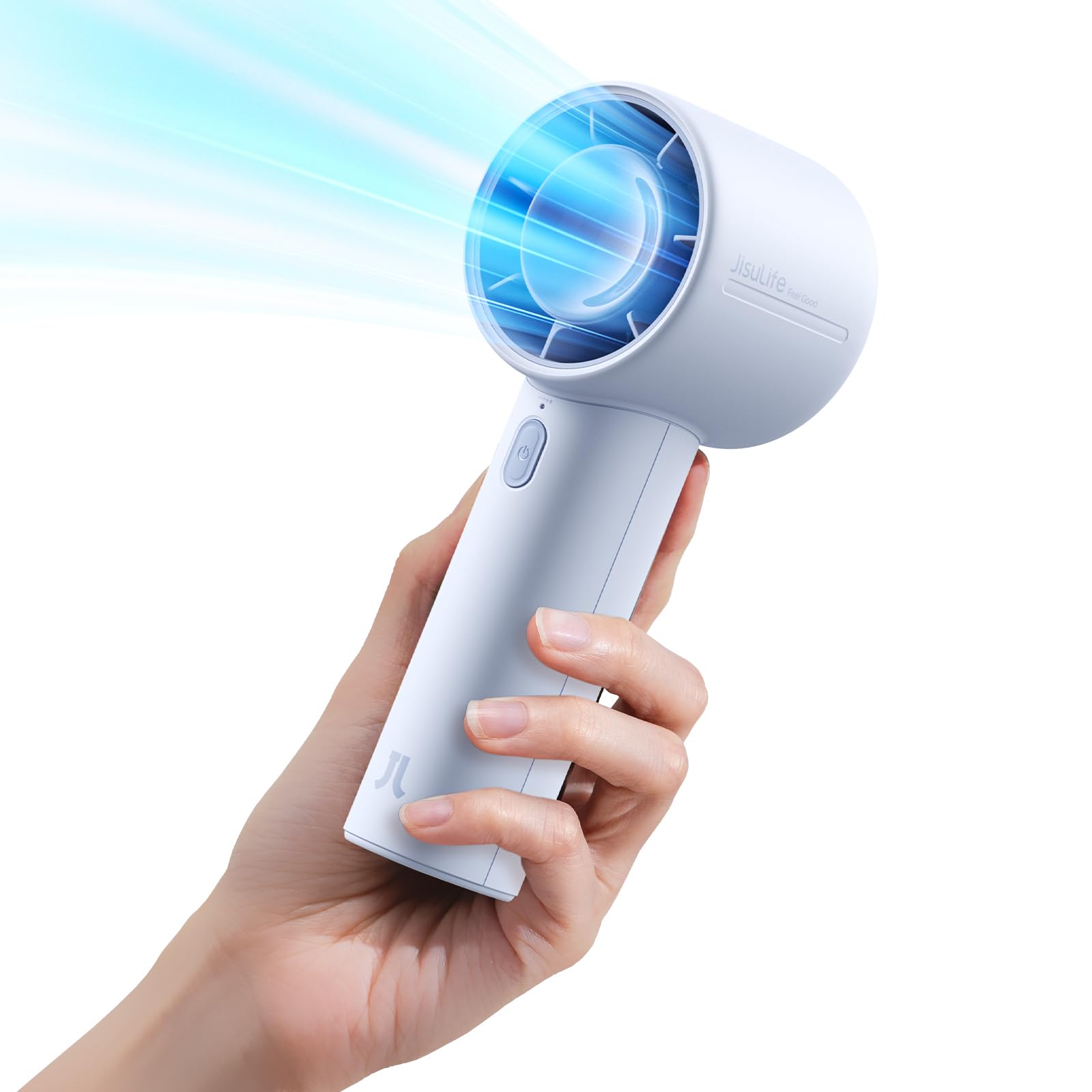 JISULIFE Handheld Turbo Fan Life10S, 28H Max Runtime, Strong Wind, Gray | For Travel, Beach & Concerts, Ultra-Quiet, 5000mAh Rechargeable Portable Fan, Powerful Cool Airflow, Gift for Women & Men