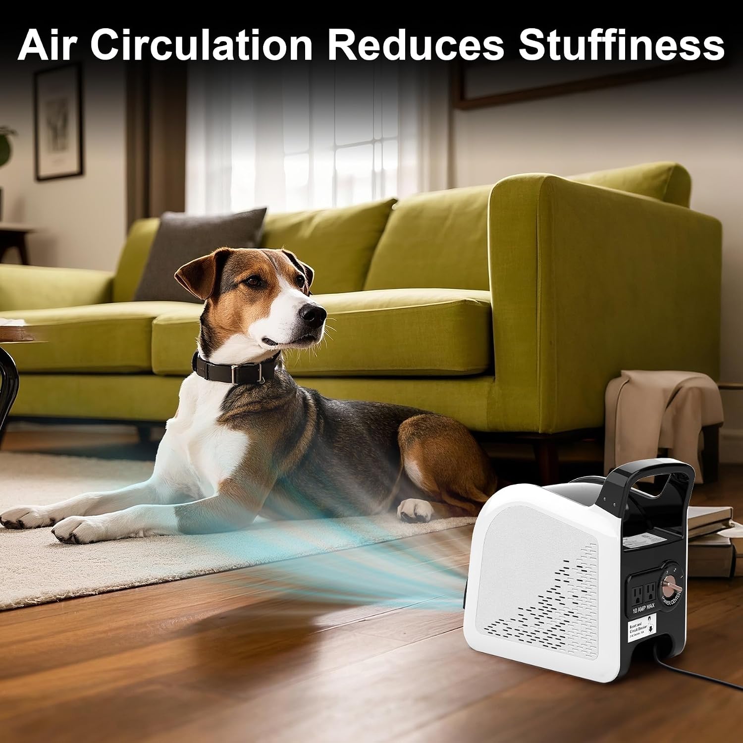 Air Mover Blower Fan - Floor Fan for Cooling,Drying and Exhausting at Home,Job Site,Garage,Shop, 3 Speeds Portable Utility Fan, 2 AC Outlets and Circuit Breaker with Reset