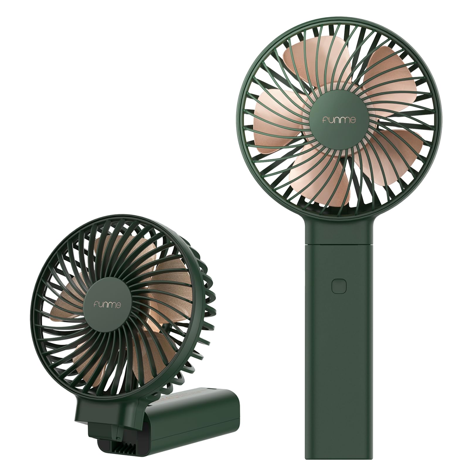 Funme Portable Handheld Fan, 53H Max Cooling Time Travel Fan, 10000mAh Personal Fan with Power Bank, 4 Speeds Rechargeable Fan, Handheld/Foldable 180° Design for Desk/Travel/Office/Outdoor - Black