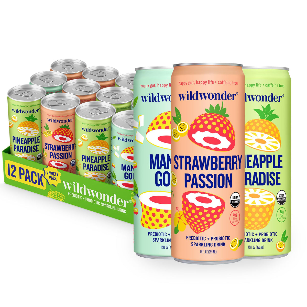 wildwonder Sparkling Probiotic Sampler Variety, 18 Pack
