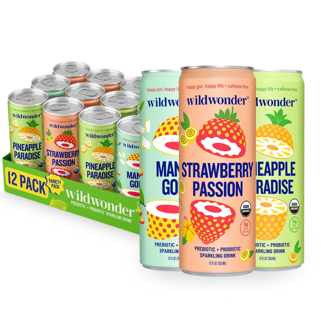 wildwonder Tropical Vibes Variety Sparkling Probiotic Drink, 12 Pack