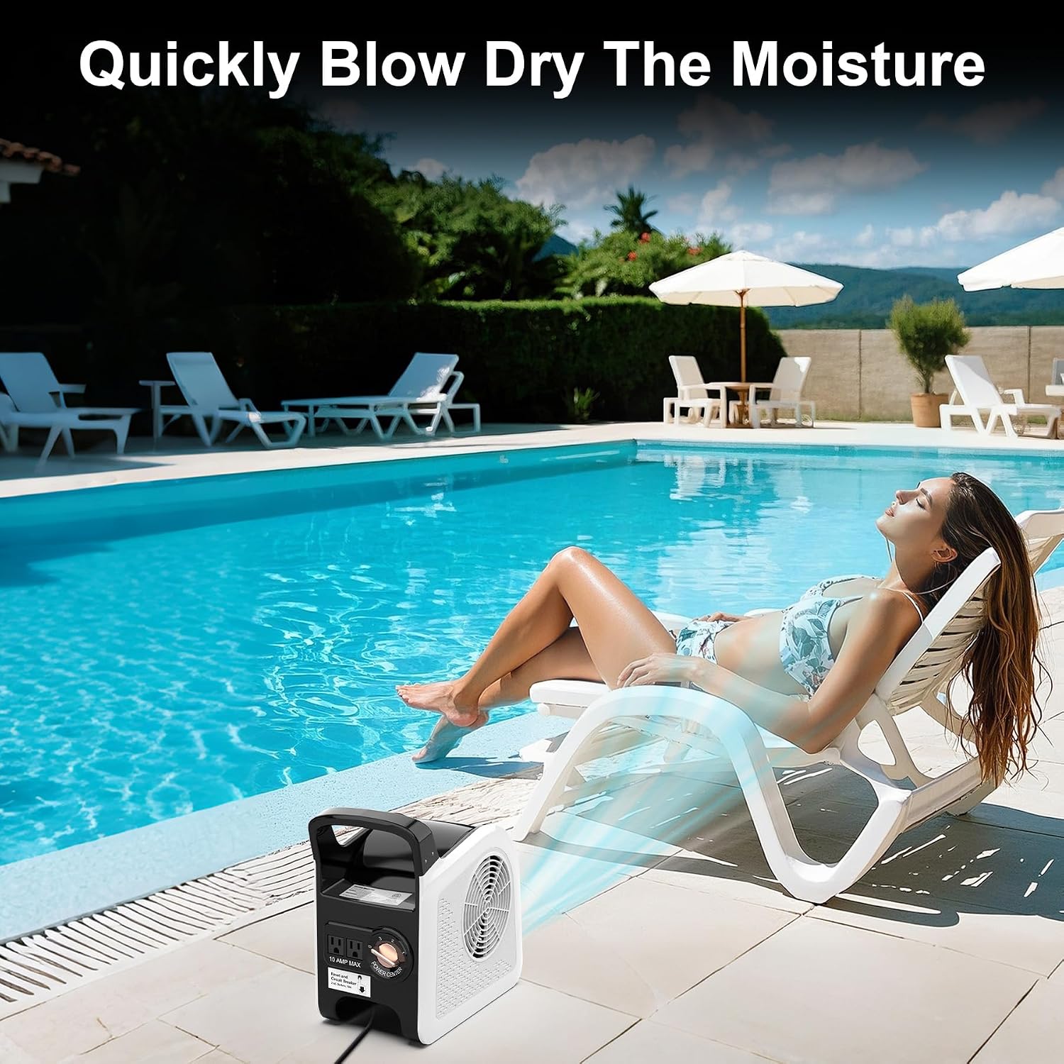 Air Mover Blower Fan - Floor Fan for Cooling,Drying and Exhausting at Home,Job Site,Garage,Shop, 3 Speeds Portable Utility Fan, 2 AC Outlets and Circuit Breaker with Reset