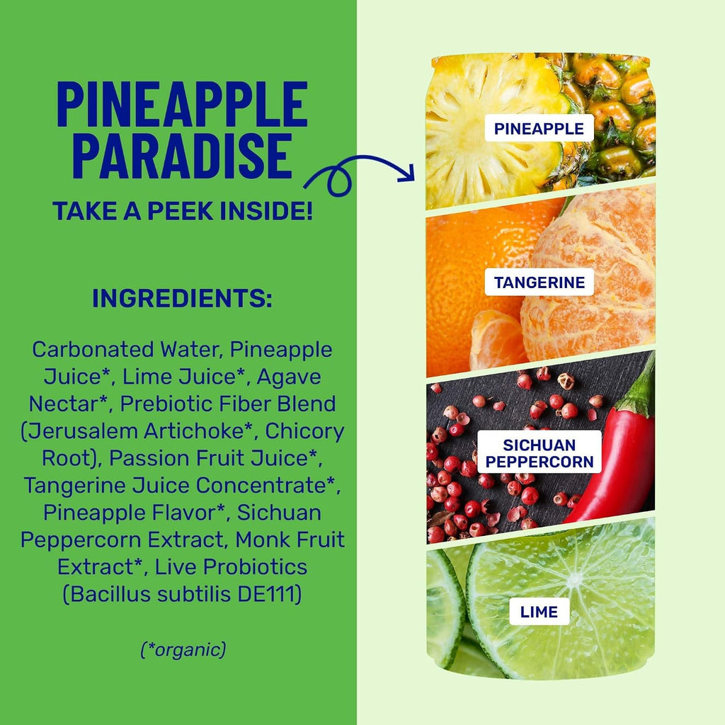 wildwonder Pineapple Paradise Sparkling Probiotic Drink, 12 Pack