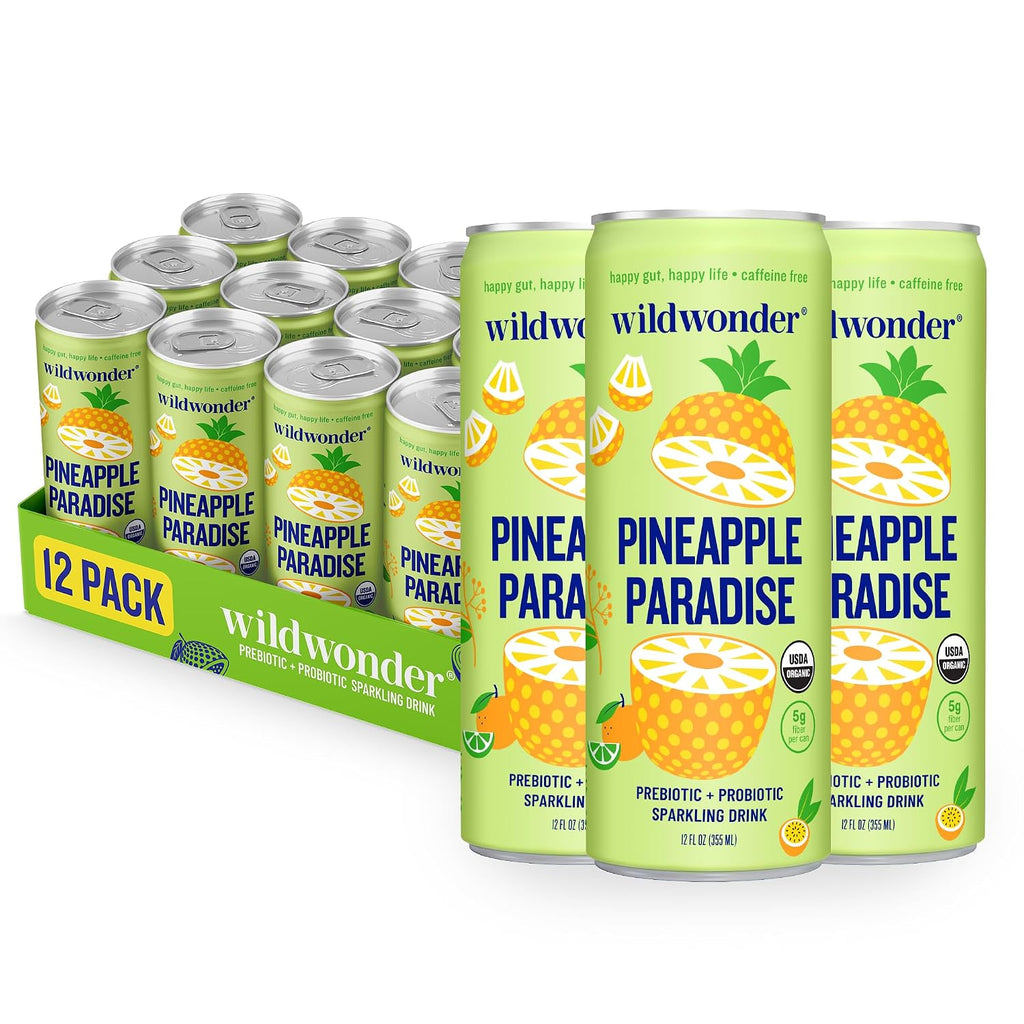 wildwonder Pineapple Paradise Sparkling Probiotic Drink, 12 Pack